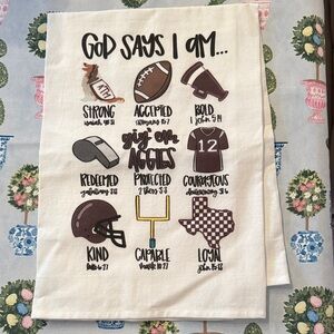 White Tea Towel with Aggies Design custom College Tea Towel